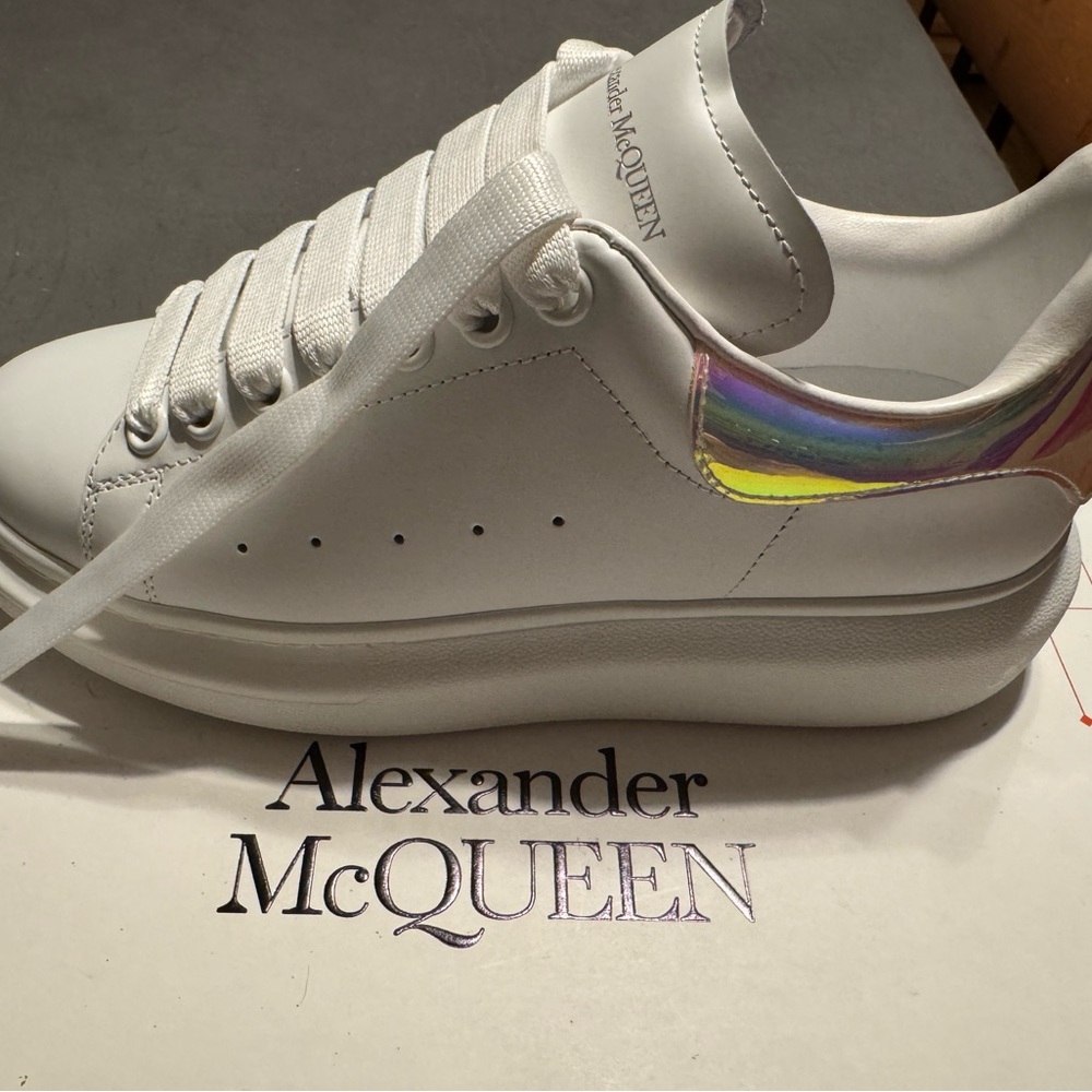 Alexander McQueen White Sneakers with Iridescent Detail